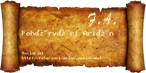 Fehérvári Arián névjegykártya